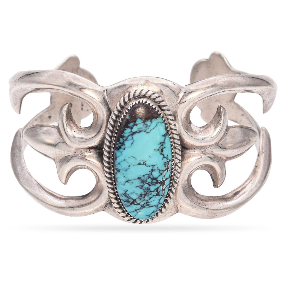 Sterling Silver Navajo Wilson Begay Turquoise Cuff Bracelet - Etsy