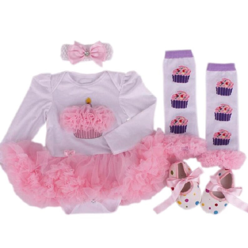 Christmas gift,4PCS Set First Birthday Costumes Girl Lace Tutu Romper Dress