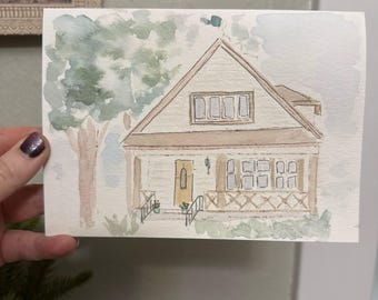 Home sweet home | Custom Watercolor sketch | 5x7 greeting card | Housewarming