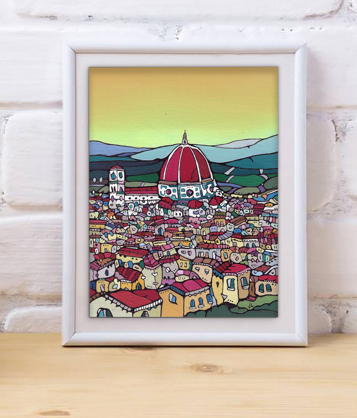 Florence sunset PAINTING original art tuscany italian travel | Etsy