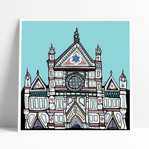 イタリア プリント、フィレンツェ イタリア建築のイラスト。サンタクローチェ アートポスター