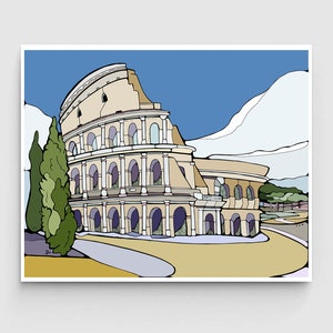 Illustrazione di ROMA Colosseo / stampa d&#39;arte di viaggio / arte murale Italia