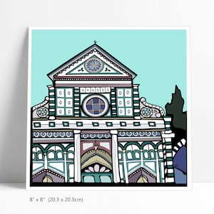 イタリア プリント、フィレンツェ イタリア建築のイラスト。サンタ・マリア・ノヴェッラ アートポスター