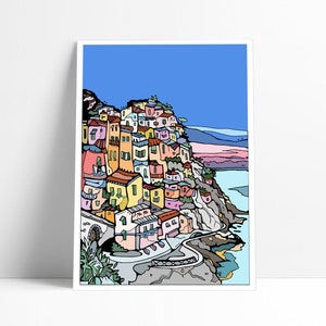 Cinque Terre Poster | Art Print Italy | Liguria Italian Art