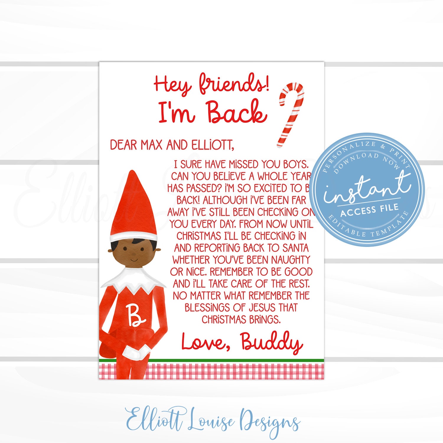 Christmas Elf Letter Elf I'm Back Letter Editable Elf | Etsy