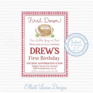 First Down Football Birthday Invitation, Editable Tailgate Invite, Touchdown Football Invite, Green Football Invite, Instant Access