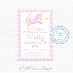 Unicorn Birthday Invitation, Unicorn Birthday Party Invite, Editable Watercolor Unicorn Invite, Magical Day Unicorn Party, Instant Access