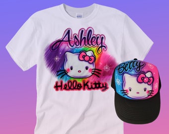 Airbrushed Trucker Hat and T-shirt Bundle  / Customized / Add Your Name / Add Any Letters / Bundle and save or Buy Separately /