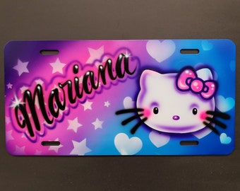 Kitty Airbrushed Car Tag / License Plate / Customized /