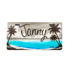 Beach Scene Theme / Airbrushed License Plate / Customized / Add Your Name /