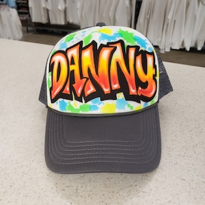 Graffiti Style Airbrushed  Trucker Hat / Customized / Add Your Name /