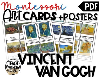 Fine Art Picture Cards & Posters: Vincent van Gogh, Montessori 3 Part Cards