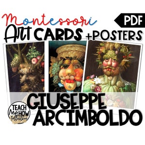Fine Art Picture Cards & Posters: Giuseppe Arcimboldo, Montessori 3 Part Cards