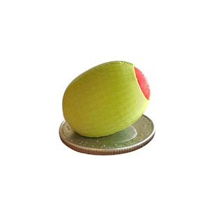 Impressão 3D OLIVE, azeitona falsa em tamanho real, azeitonas de plástico Pimento, letra O, vogal curta, objetos da linguagem Montessori e caixas do alfabeto