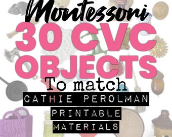 CVC Object Set, Cathie Perolman Materials, Montessori Pink Series, 30 Miniatures, Early Literacy, Phonics, Speech Therapy, Homeschool