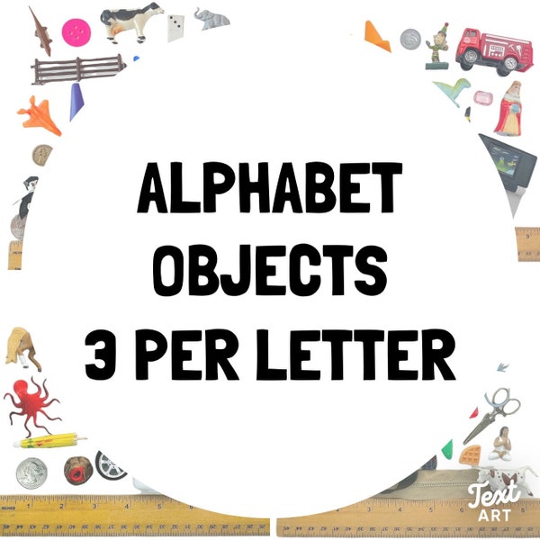 Alphabet OBJECTS 3 per Letter, 78 Montessori Language Objects, Alphabet Letter Objects for Phonics Learning