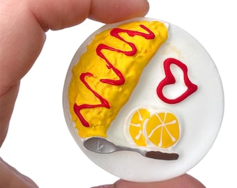 Omelet Omelette Miniature, Egg Plate, Letter O, Short Vowel O, Montessori Language Object, Alphabet Box, Dollhouse Food, 1:5 Scale