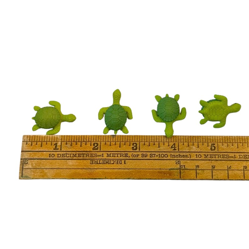 Turtle Ruler TURTLE Miniature Fugurine, Tiny Sea Turtle, Montessori Language Objects ...
