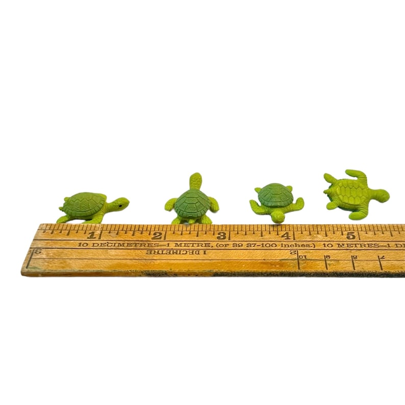 Turtle Ruler TURTLE Miniature Fugurine, Tiny Sea Turtle, Montessori Language Objects ...