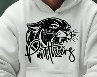 Design de camiseta PNG dos Panthers com efeito desgastado – Download do mascote de futebol americano com espírito de equipe para o dia do jogo em estilo vintage