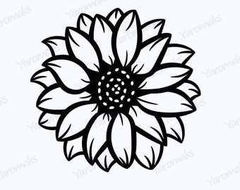 Sunflower SVG, Sunflower vector clipart, DIgital Download Sunflower, Easy to use Svg file for Cricut, Sunflower Silhouettes.Instant download