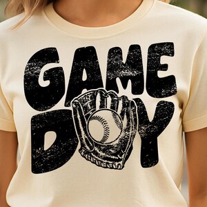 Game Day Baseball PNG – Distressed Glove Design for Sublimation Shirts, Team Spirit Clipart for Moms & Fans