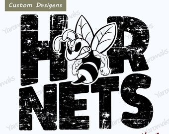 Custom Black Distressed Hornets Team Pride Digital Design Png For T-shirts. Hornet soccer ball Sports Digital Design Png. Hornets Mascot png