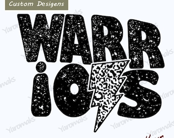 Diseño digital png personalizado de mascota de guerreros negros desgastados, Rayo de leopardo negro para camisetas. Guerreros Deportes Diseño digital png.