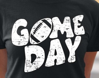 Tシャツ用のホワイトのディストレストフットボールの試合日のデジタル昇華デザインPng。フットボールボールの試合日のPngスーパーボウル