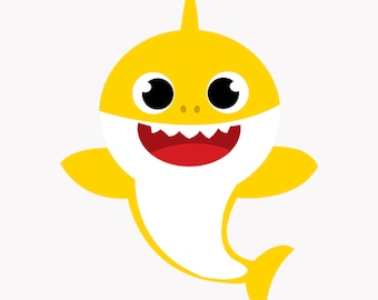 Yellow Baby Shark With Bow Clipart