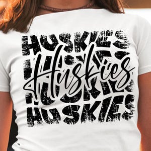 Huskies Game Day Mascot Distressed Vintage PNG – Team Spirit Sublimation Design
