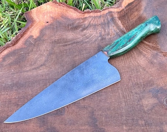 7.75" Wootz Chef Knife with Green Sheoak