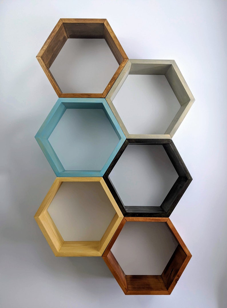 Hexagon shelves Floating Shelf Hexagon Shelf Wall Shelf Etsy