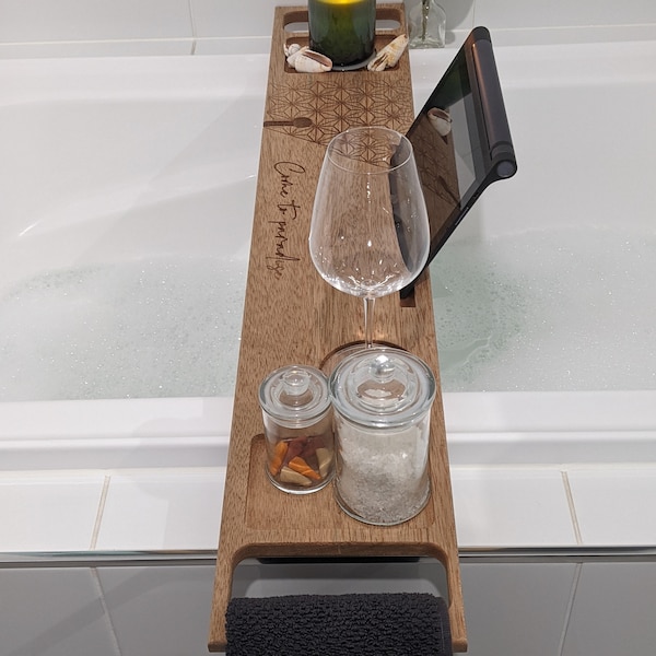 Modern Bath Tray, Bath Caddy, Bathtub Caddy Tray, Wine Holder, Phone Holder, Bath Candles, Tray, Wood Tray, Personalized Tray, Bath Board