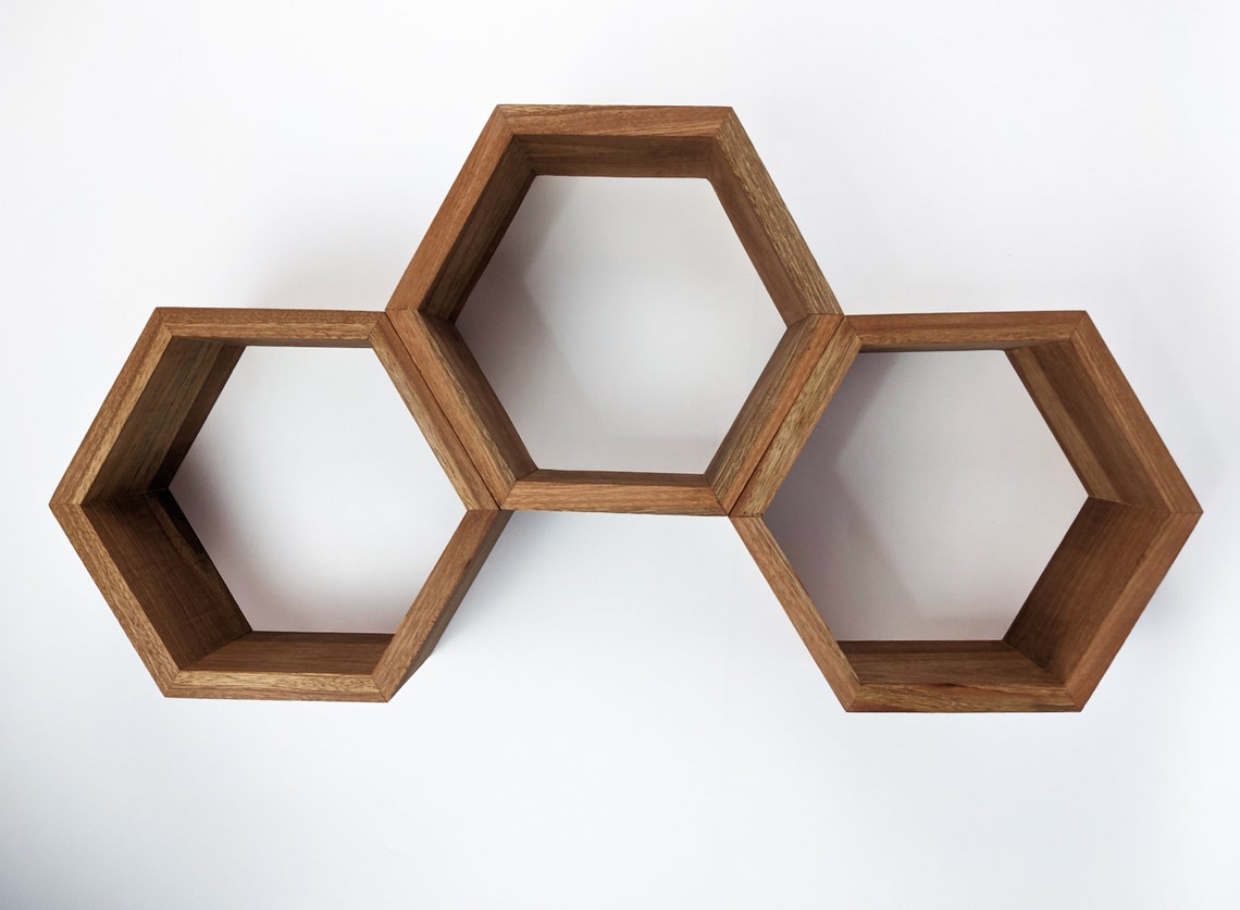 Hexagon shelves Floating Shelf Hexagon Shelf Wall Shelf Etsy