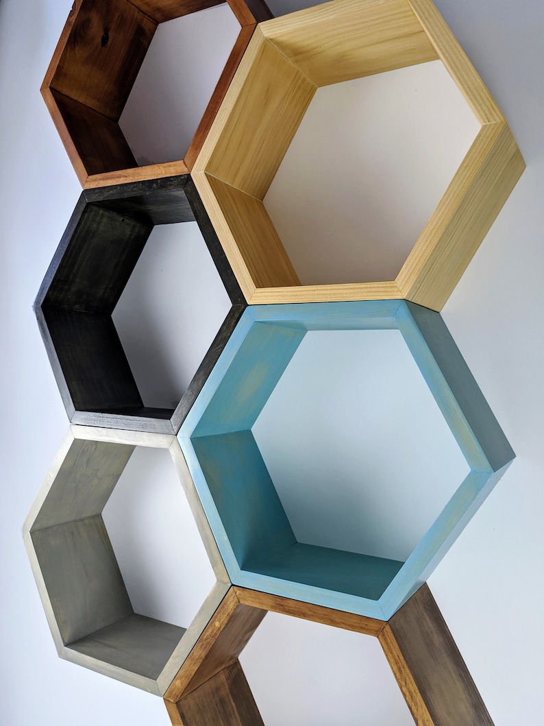 Hexagon shelves Floating Shelf Hexagon Shelf Wall Shelf Etsy