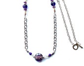 Purple glass bead necklace