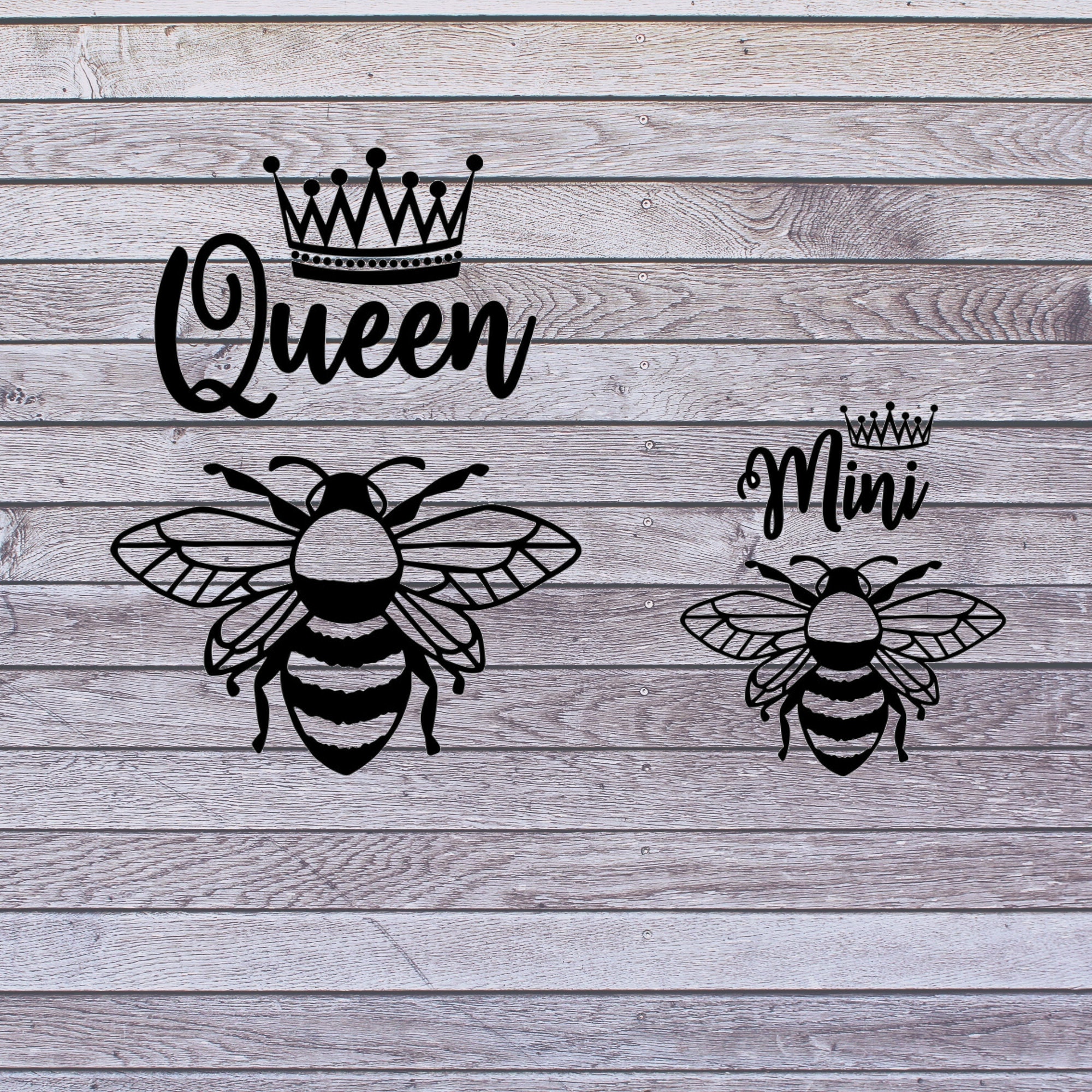 Download Queen Bee and Mini Bee with crowns SVG for custom shirt ...