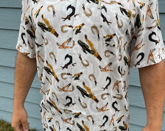 Alaskan Fishing Hook Hawaiian Shirt: Viscose Aloha Shirt