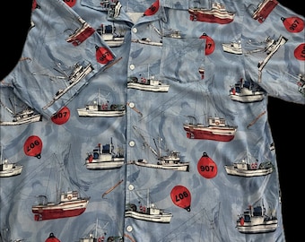 Alaska Fishing Boat Hawaiian Shirt: Viscose Aloha Friday Shirt