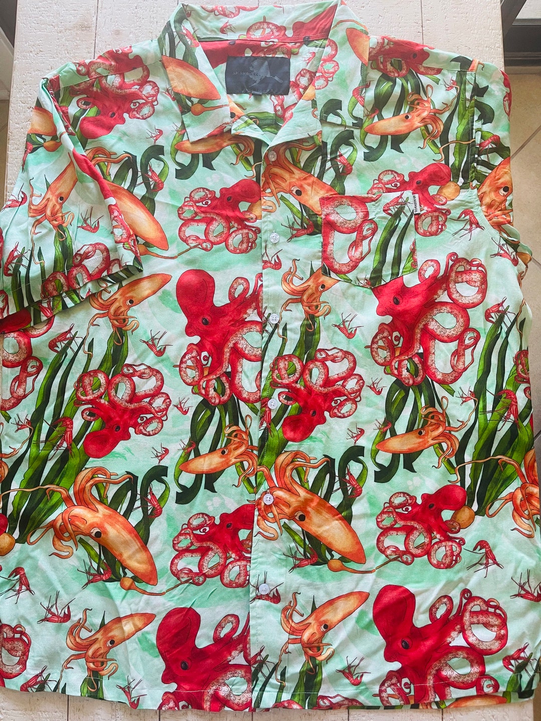 Sea Life Octopus Print Shirt: Viscose Aloha Hawaiian Vacation Shirt - Etsy