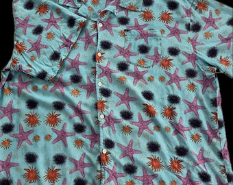 Starfish Aloha Shirt: Alaskan Sea Urchin Print, Viscose Fabric