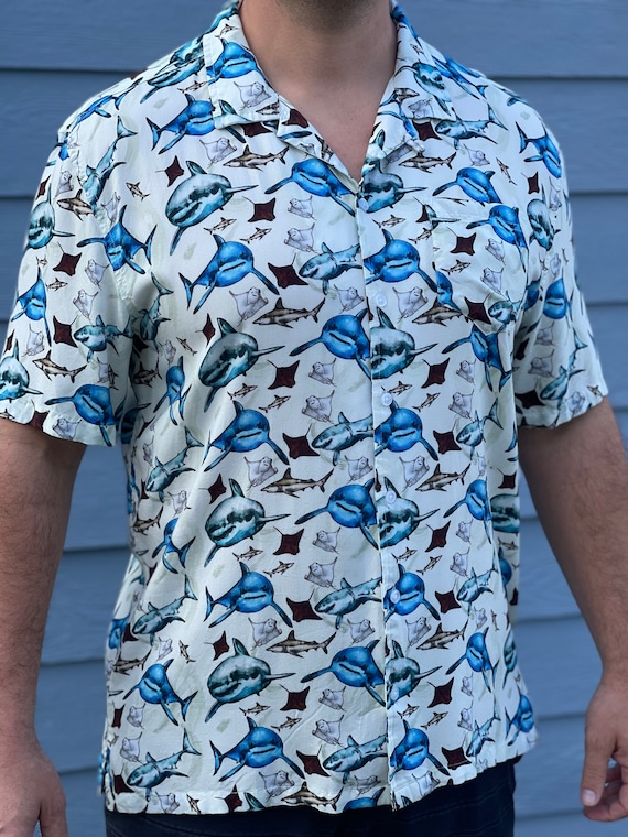 トップス Shark Aloha Shirt DAN Amazon.com: Playful Shark Hawaiian Shirts for Men - Shark
