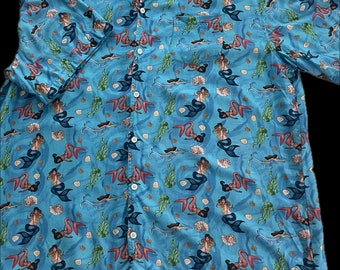 Mermaid Print Viscose Shirt: Beach Ocean Sea Life