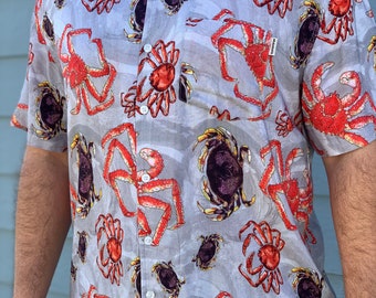 Alaska crab shirt, King Dungeness Tanner, Hawaiian style
