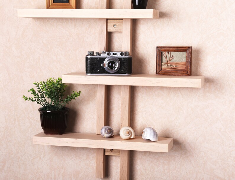 Shifting Adjustable Wood Shelf Floating Wall Shelf Rustic Etsy