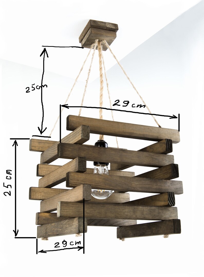 Wooden hanging lamp Pendant lighting Ceiling lamp Edison Etsy