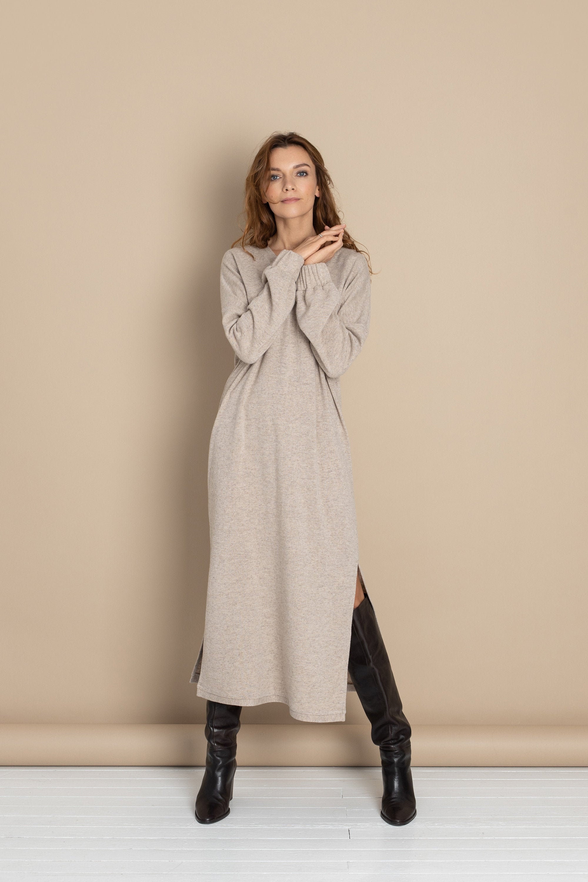 Aurum Knitted Midi Dress / Wool Dress / Cashmere Dress / Long Etsy