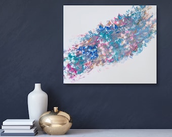 Original Abstract Acrylic Pour Painting, Modern Fluid Art on Canvas
