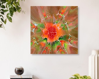 Original Abstract Acrylic Pour Painting, 18x18 Canvas Wall Art